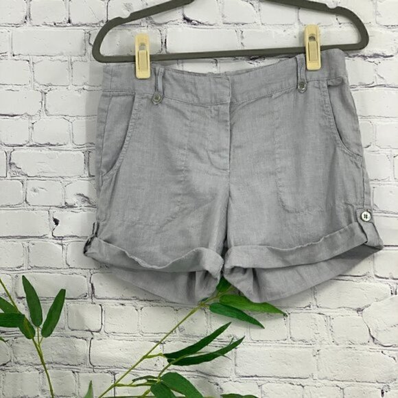 🎉J Crew Light Gray Linen Shorts w/ Cuffed Bottom - Picture 5 of 5